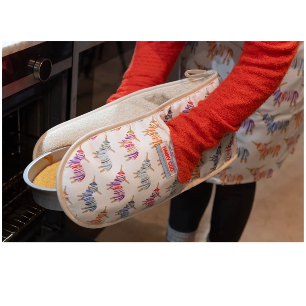 Hairy Coo Highland Cow Double Oven Mitt Glove Scottish Farmhouse Kitchen Cottage